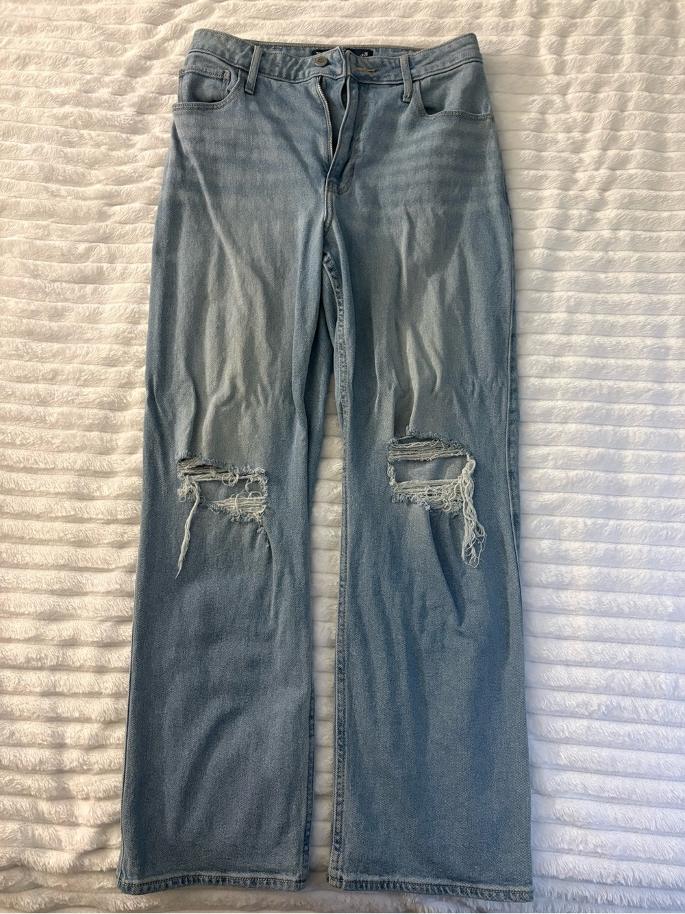 Hollister Light Blue Ripped Wide-Leg Jeans